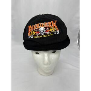 Men's Daytona Motorcycle Biker Hat Black Bike Week Cap 2003 Florida